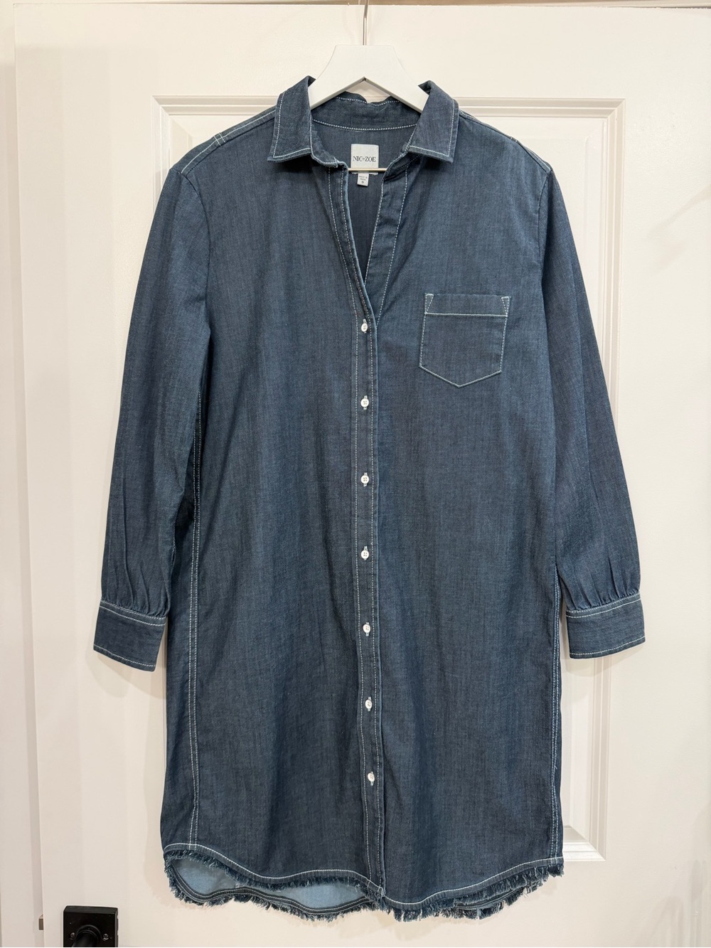 NIC+ZOE Drapey Denim Shirtdress Chambray Button Front Size S